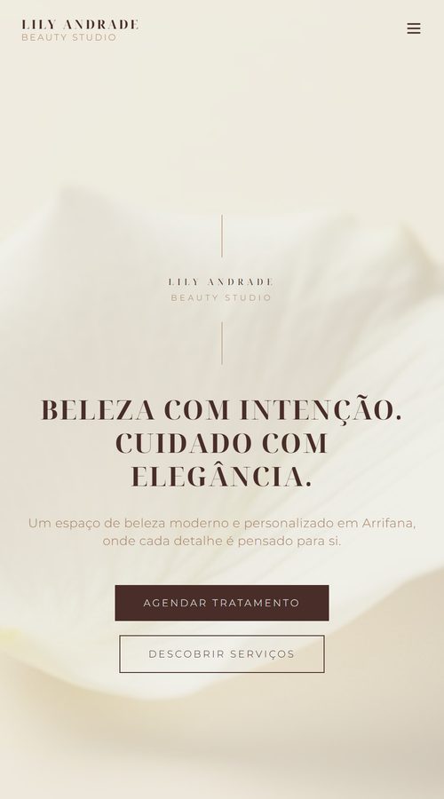 Pré-visualização da página de Lily Andrade no telemóvel.